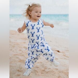 Petit Peony Girls Blue Lobster Jumpsuit